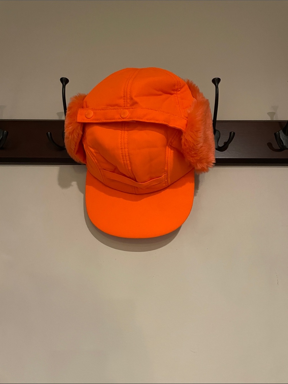 Bright Orange Trapper Hat with Ear Flaps